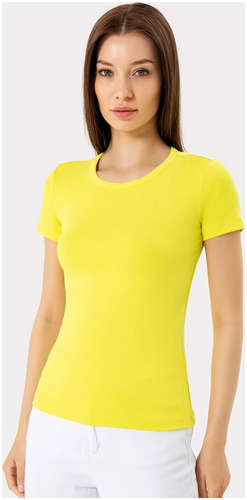 Футболка женская облегающая ярко-желтого цвета Mark Formelle / 103176359
