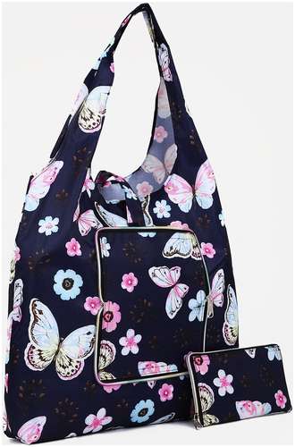 Сумка хозяйственная на кнопке, складная, синяя 103145165