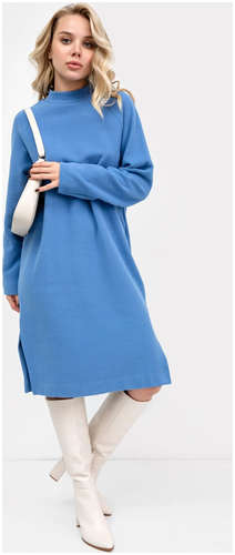 Платье из селаника с длинным рукавом в стальном синем цвете Mark Formelle / 103177721 - вид 2