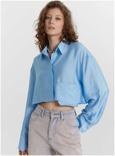 Рубашка женская голубая укороченная Mark Formelle 103235029