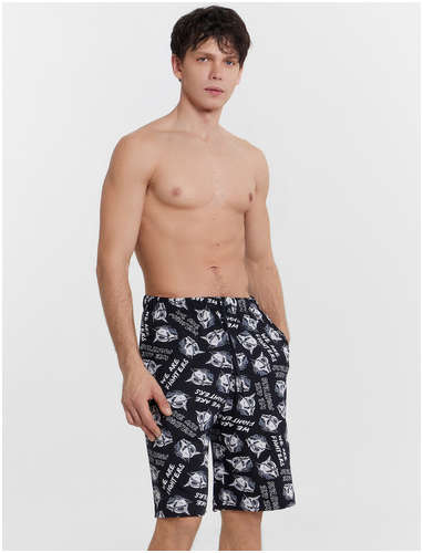 Шорты домашние мужские черные с принтом Mark Formelle 103234266