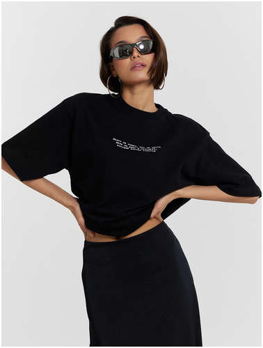 Футболка mark formelle x ольга бузова черная с надписью 103233409