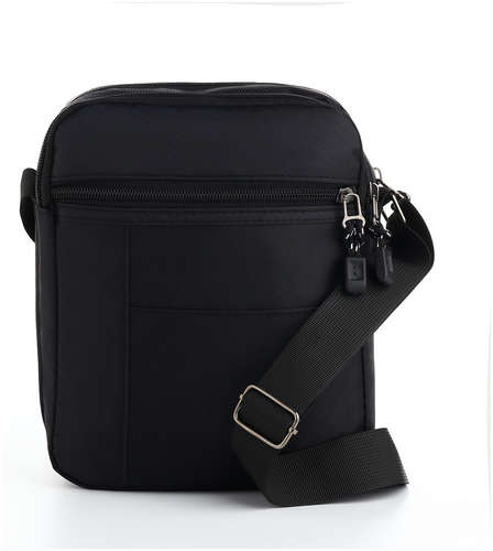 Сумка мужская через плечо, 2 отдела на молниях, наружный карман, черная / 103202015 - вид 2