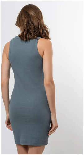 Однотонное прилегающее платье в рубчик в темно-сером оттенке Mark Formelle / 103167172 - вид 2