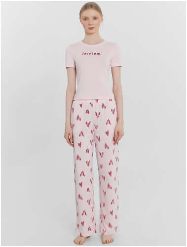 Пижама женская розовая с принтом Mark Formelle / 103217580 - вид 2