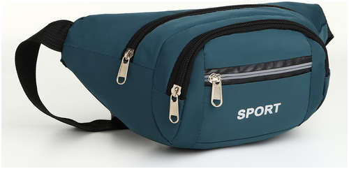 Поясная сумка на молнии, 3 наружных кармана, цвет зеленый 103198808