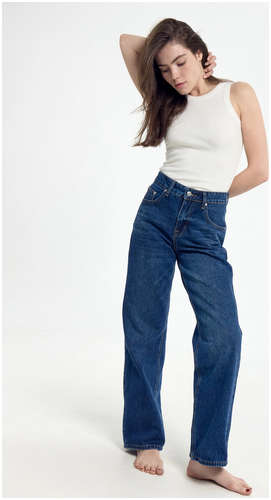 Брюки женские джинсовые wide leg темно-синие Mark Formelle / 103182115 - вид 2