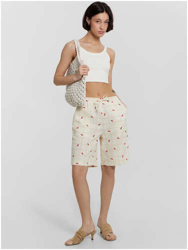 Шорты женские кремовые в клетку Mark Formelle 103237964