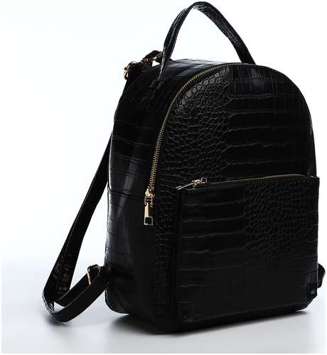 Рюкзак женский из искусственной кожи на молнии, 1 карман, цвет черный 103152883