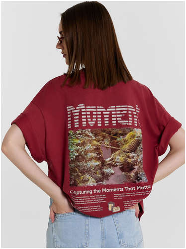 Футболка женская красная с принтом и надписью Mark Formelle 103234736