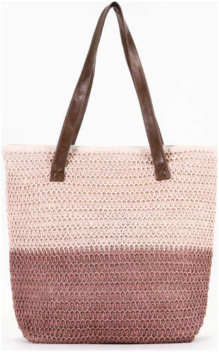 Сумка пляжная на молнии, на подкладке, пудровая/розовая 103222865