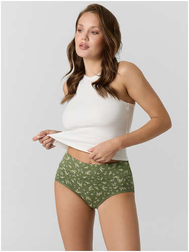 Трусы макси зеленые с цветочным принтом Mark Formelle 103239171