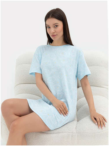 Сорочка ночная женская голубая с принтом Mark Formelle / 103172590