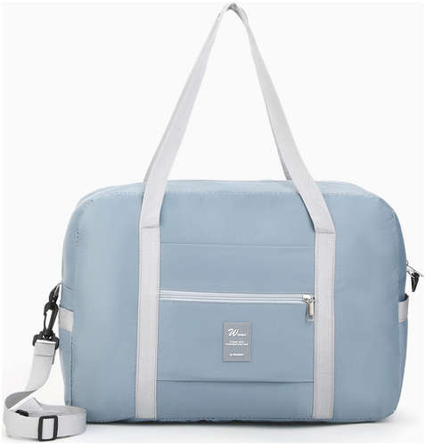 Сумка дорожная на молнии, 3 наружных кармана, держатель для чемодана, длинный ремень, серая 103221807