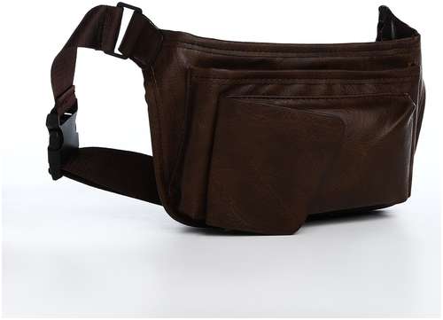 Поясная сумка на молнии, 3 наружных кармана, цвет коричневый / 103158301 - вид 2