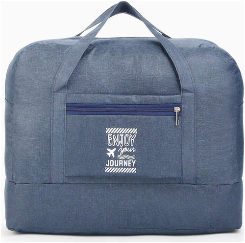 Сумка дорожная на молнии, отдел для обуви, наружный карман, держатель для чемодана, синяя 103221923