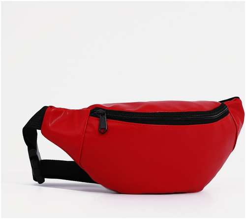Поясная сумка на молнии, наружный карман, цвет красный / 103157151 - вид 2