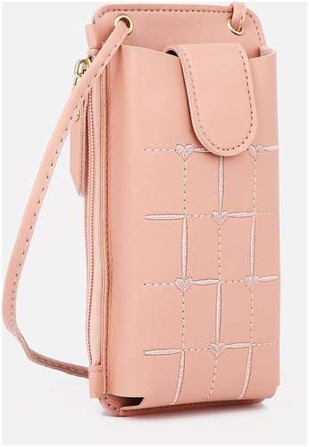 Сумка на магните, длинный ремень, розовая 103225642