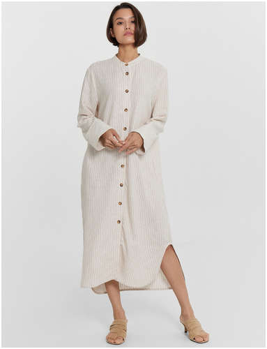 Платье-рубашка женское бежевое в полоску Mark Formelle / 103235783 - вид 2