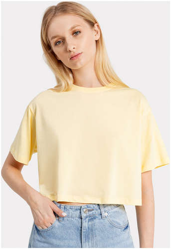 Укороченная футболка оверсайз желтого цвета Mark Formelle 103167176