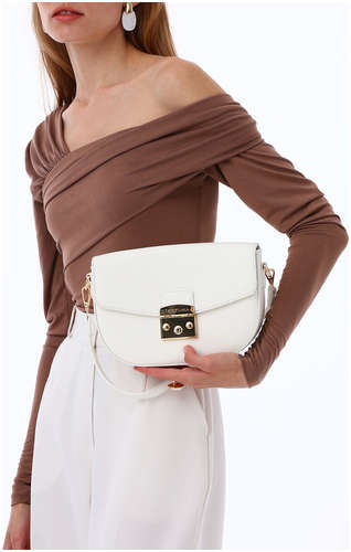 Сумка женская на клапане textura, маленький размер, цвет белый 103198445