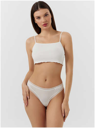 Трусы стринги женские белые с кружевом Mark Formelle 103227908