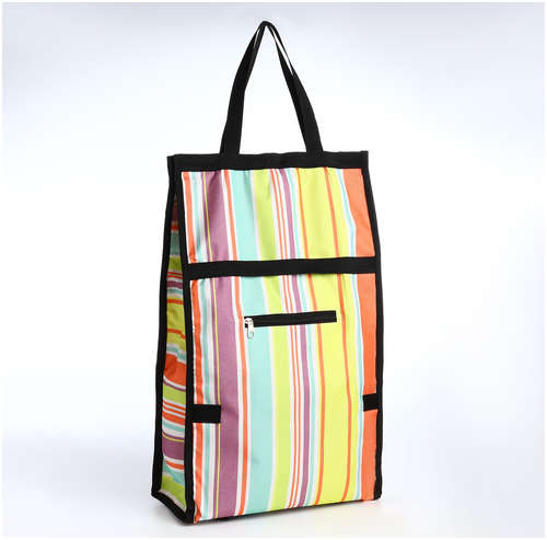 Сумка хозяйственная складная на липучке, 2 колеса, наружный карман, цвет разноцветный 103231150