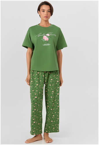 Комплект женский зеленый с цветочным принтом Mark Formelle 103241611