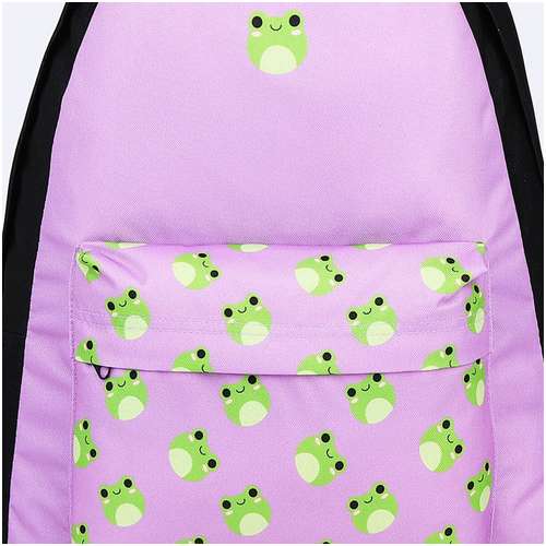 Рюкзак текстильный лягушки, с карманом, 29х12х40 фиолетовый NAZAMOK / 103150027 - вид 2