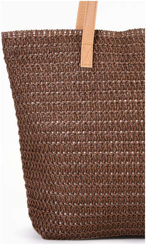 Сумка пляжная на молнии, на подкладке, коричневая / 103222874 - вид 2