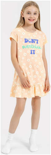 Сорочка ночная для девочек бежевая с текстом и рисунком в виде ромашек Mark Formelle 103171826
