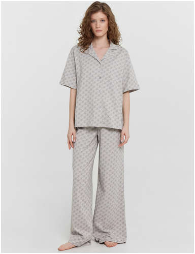 Комплект домашний женский серый с принтом в виде монограммы Mark Formelle / 103241363 - вид 2