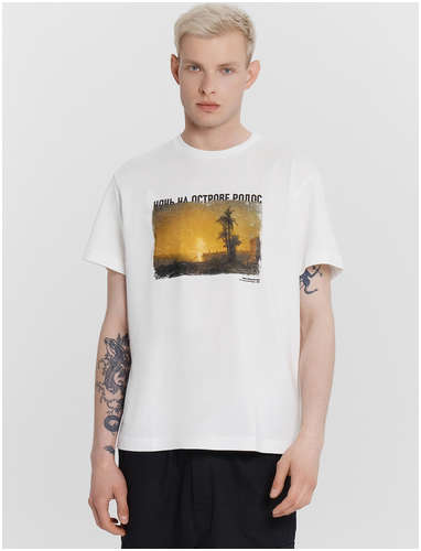 Футболка мужская белая с принтом в виде картины Mark Formelle 103236672