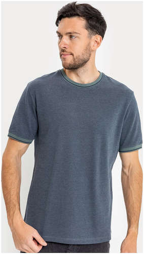 Хлопковая футболка серая с цветными манжетами Mark Formelle 103168647