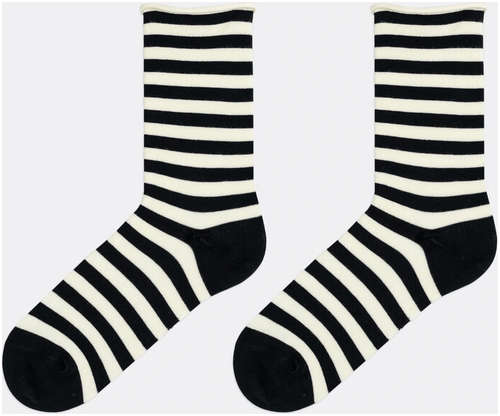 Женские высокие носки без резинки в черно-белую полоску Mark Formelle / 103167122 - вид 2