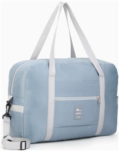 Сумка дорожная на молнии, 3 наружных кармана, держатель для чемодана, длинный ремень, серая / 103221807 - вид 2