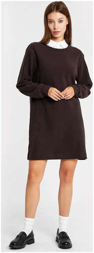 Платье женское c белым воротничком в шоколадно-коричневом оттенке Mark Formelle / 103166479
