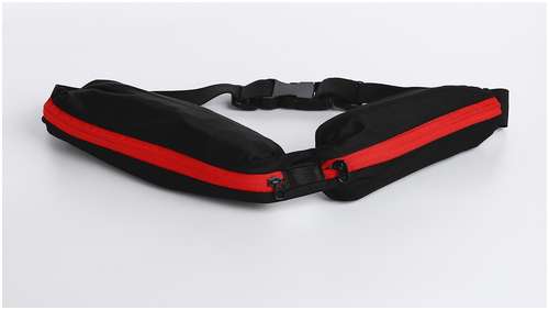 Поясная сумка для бега на молнии, цвет черный/красный 103162249
