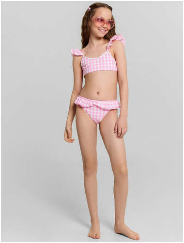 Купальник для девочек раздельный розовый в клетку Mark Formelle / 103234346 - вид 2
