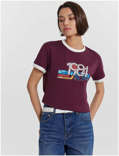 Футболка женская винная с надписью Mark Formelle 103234686