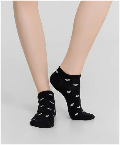 Носки женские черные с узором в виде сердечек Mark Formelle / 103239329 - вид 2