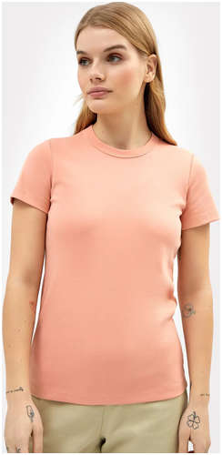 Хлопковая футболка из интерлока в персиковом цвете Mark Formelle / 103173435 - вид 2