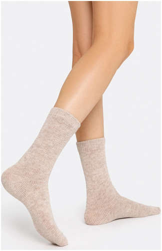 Носки женские светло-бежевые из вискозы и ангоры Mark Formelle / 103205517 - вид 2
