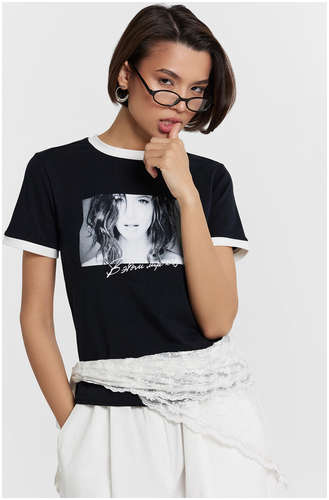 Футболка mark formelle x ольга бузова черная с принтом и надписью 103230747