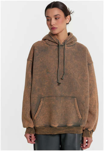 Худи женское хаки с обработкой эйсид Mark Formelle / 103220929 - вид 2