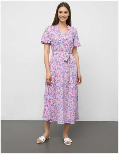 Платье женское миди из вискозы в лавандовом оттенке с цветочным принтом Mark Formelle 103167237