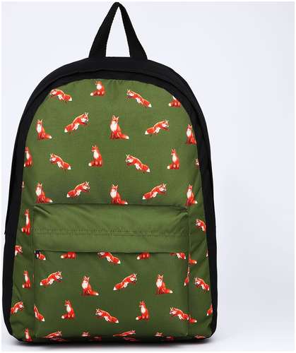 Рюкзак текстильный лисы, с карманом, цвет зеленый NAZAMOK 103150137