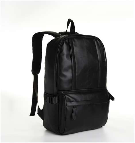 Рюкзак городской из искусственной кожи на молнии, 5 карманов, цвет черный 103171311
