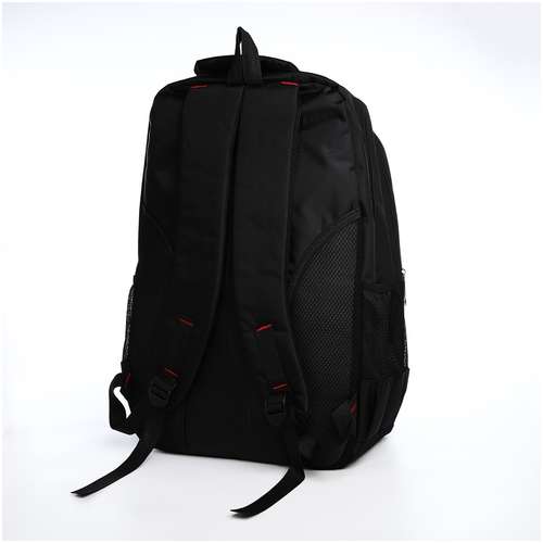 Рюкзак молодежный из текстиля, 2 отдела на молнии, 4 кармана, цвет черный / 103157904 - вид 2