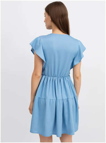 Платье из вискозы с v-образным вырезом в джинсовом оттенке Mark Formelle / 103167143 - вид 2
